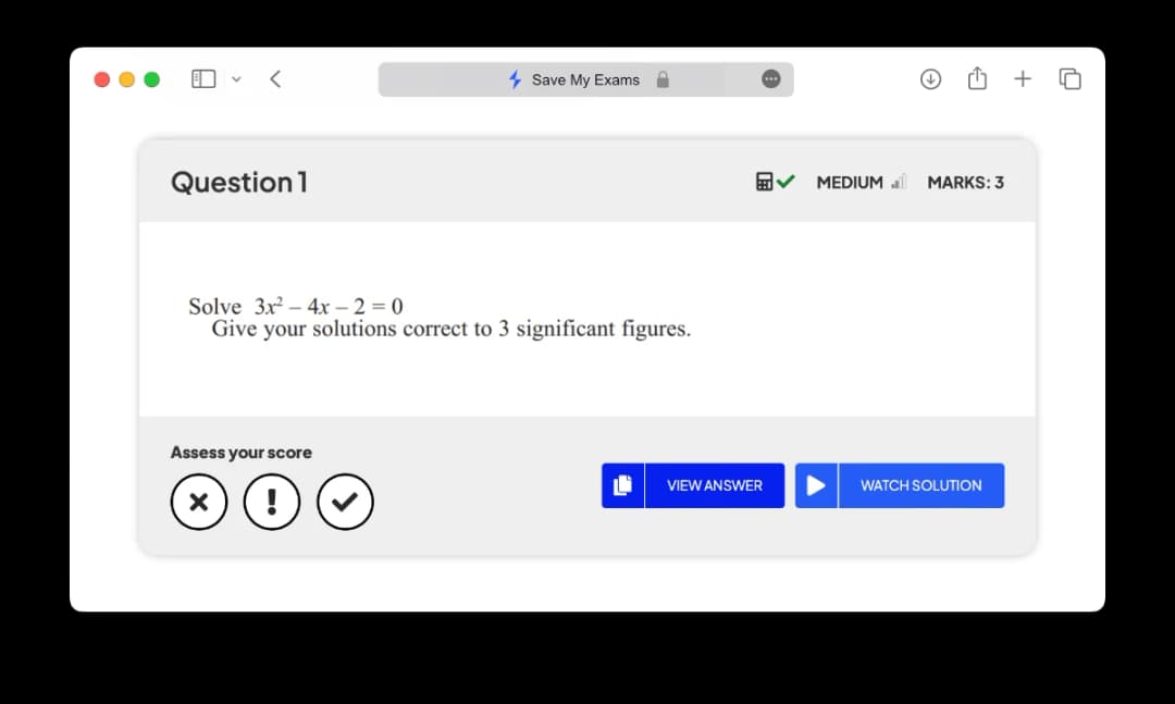 Screenshot of Maths Click-Through Topic Question
