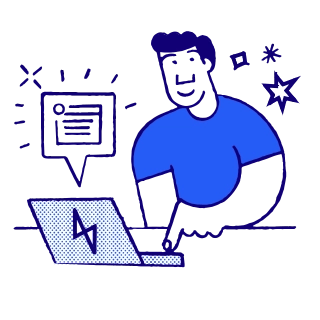An illustration of a student completing a test on a laptop