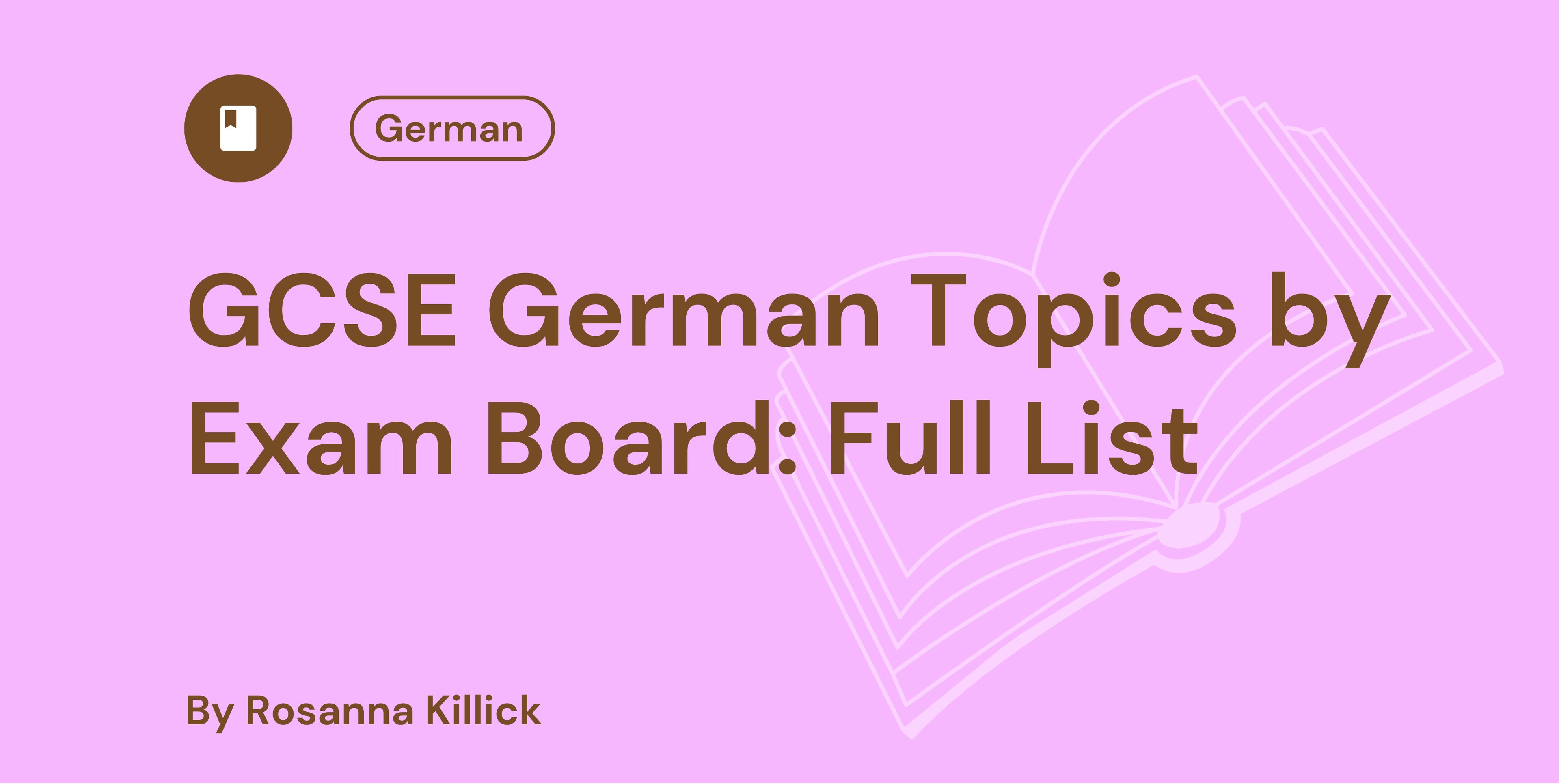 GCSE German Topics by Exam Board Full List